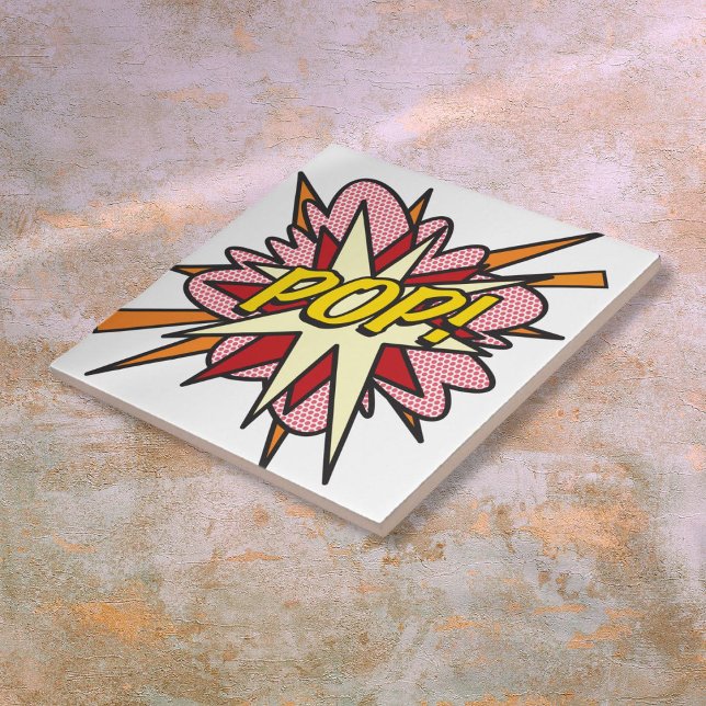 Arte Pop de Quadrinhos Retrô Divertidos (POP Fun Retro Comic Book Pop Art Ceramic Tile)