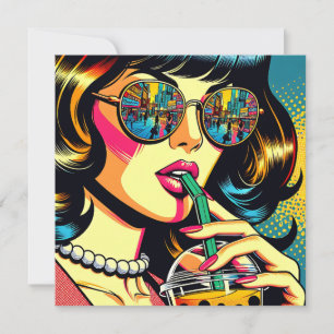 Arte Pop Livro de Quadrinhos Mulher Bonita Bebendo