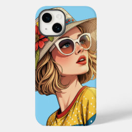 Arte Pop Retro de Verão Mulher de Óculos de Sol