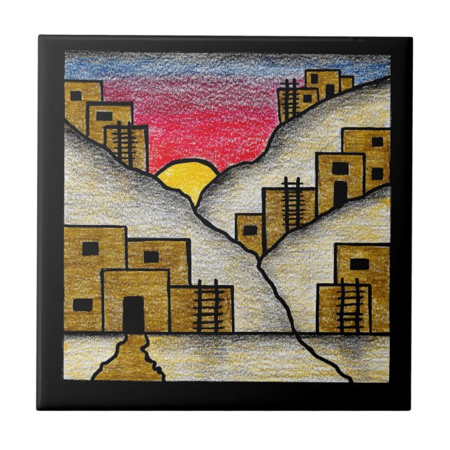 Arte Popular de Aldeia de Adobe no Deserto Sudoest (Frente)