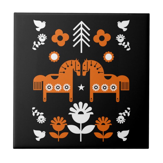 Arte popular sobre cavalos escandinavos (Frente)