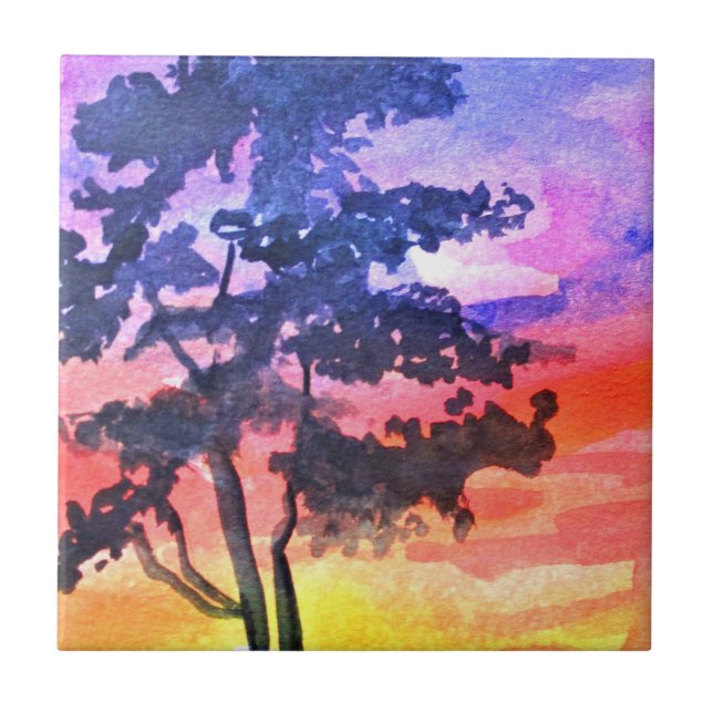 Arte por aquarela da paisagem do Sonho Sunset (Frente)