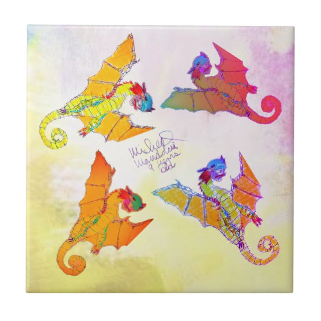 Arte por Micheal Dragon azulejo cerâmico (Frente)