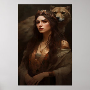 Arte Poster de Woman e Wolf