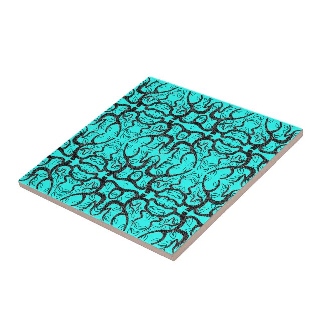 Arte Preta e Turquesa - Personalizável - Adicionar (Lateral)