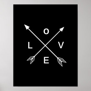 Arte preto e branco da parede do poster da seta de