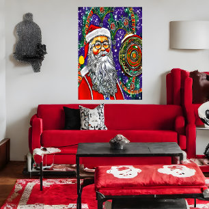 Arte Psicodélica do Papai Noel   AI Art Poster