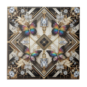 Arte Retro Art Déco Nouveau Arco-íris Borboleta
