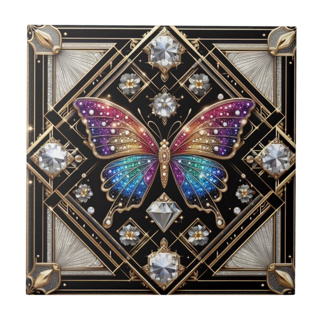 Arte Retro Art Déco Novo Arco-íris Borboleta (Frente)