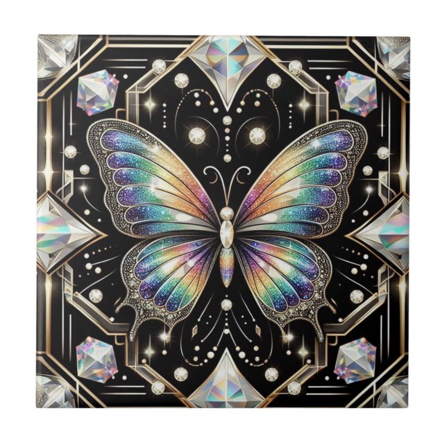 Arte Retro Art Déco Novo Arco-íris Borboleta (Frente)