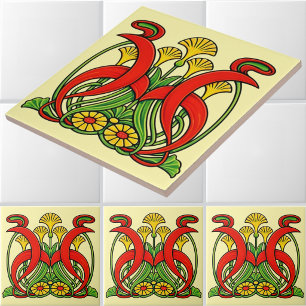 Arte Retro Art Nouveau 1902 Friso Floral Folhagem