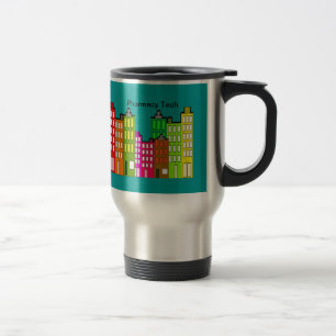 Arte retro da caneca de viagem da tecnologia da