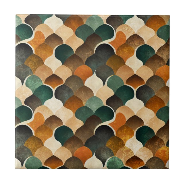 Arte Retro Deco Geométrico em Dourado e Verde Quen (Frente)
