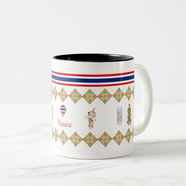 Arte tailandesa tradicional com cultura, caneca (Frente Esquerda)