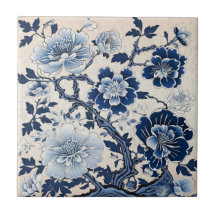 Arte Tradicional Chinesa de Flores com Tinta Azul