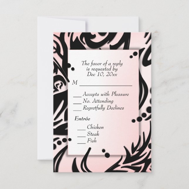 Arte Tribal Preta e Rosa com RSVP de Menu (Frente)
