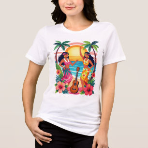 Arte Tropical da Dança Havaiana Hula do Pôr do Sol