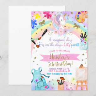 Arte Unicórica, pintura, convite de aniversário de