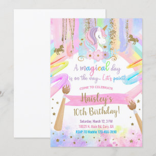 Arte Unicórica, pintura, convite de aniversário de