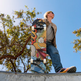 Arte urbana de grafite menina skateboard