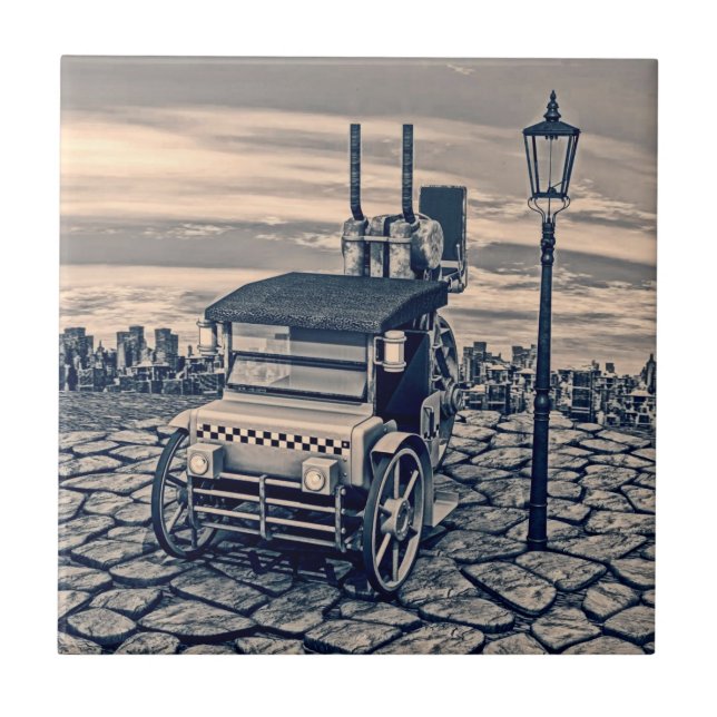 Arte Urbana de Táxi Retro Steampunk (Frente)