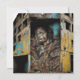 Arte Urbana em Edifício Abandonado Cartão de Art
