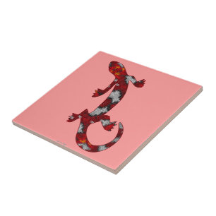 Arte vermelha do réptil do lagarto do geco do