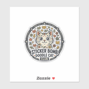 Arte Vetorial de Gato Doodle Bomba de Adesivo - Ad