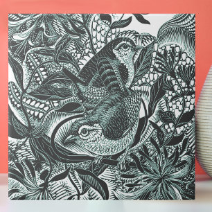 Arte Vintage de Pássaros Fofos na Floresta