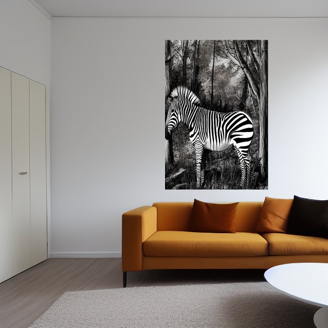 Arte zebra branca e negra | AI Art Poster (Criador carregado)