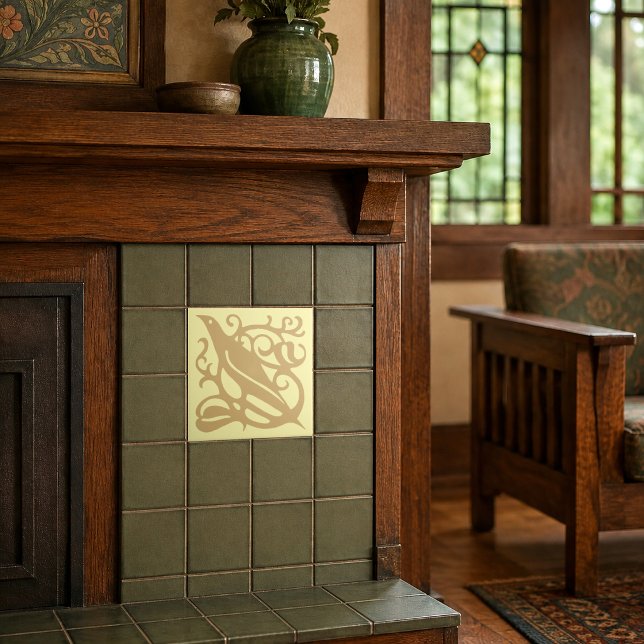 Artes e Ofícios Estilo Craftsman Pássaro na Folhag (Criador carregado)