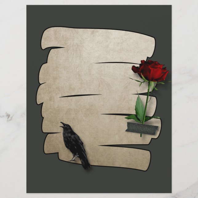 Artesanato de Scrapbook Gótico Papel Rosa Raven (Frente)
