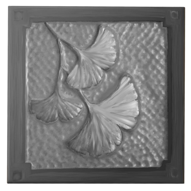 Artesanato Gingko Leaf Silver Azulejo Cerâmico (Frente)