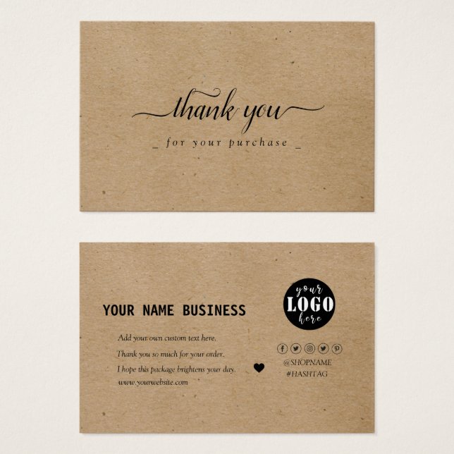 Artesanato Simples Obrigado | Personalize seu logo (Frente & Verso)