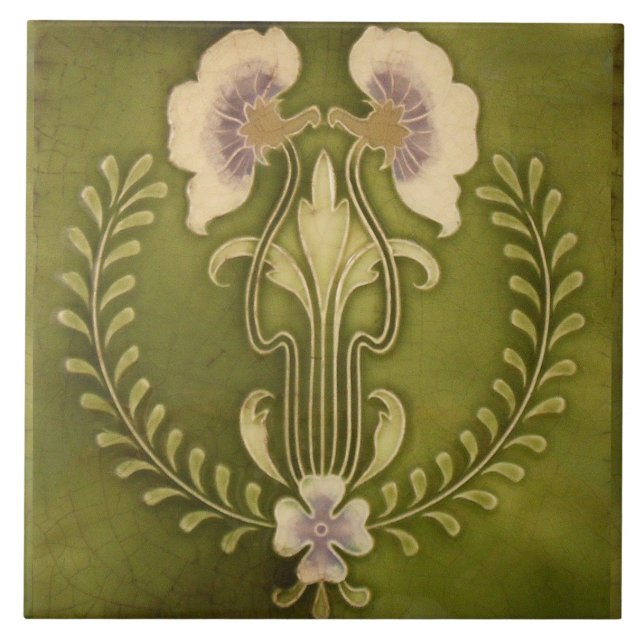 Artesão floral do Majolica de Nouveau Deco da arte (Frente)