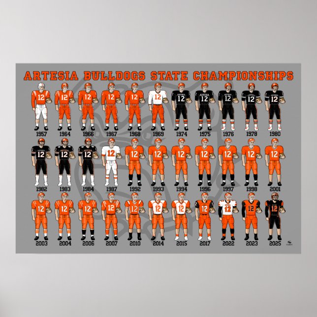 Artesia Bulldogs State Champs Uniform Poster (Frente)
