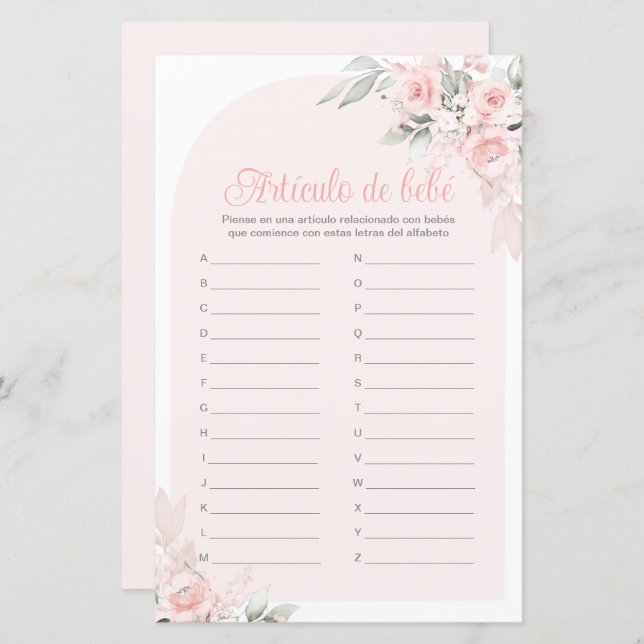 Artículo é juego para o Chá de fraldas Niña (Frente/Verso)