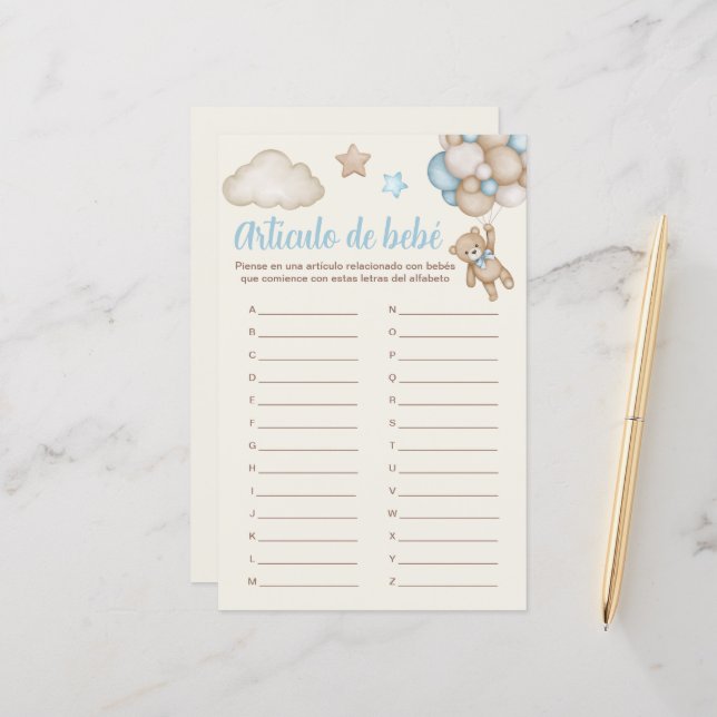 Artigo de bebê jogo para Baby Shower (Frente/Verso In Situ)