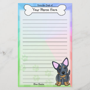 Artigos de papelaria azuis de Kawaii Heeler