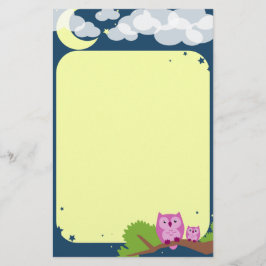 Artigos de papelaria bonitos das corujas de noite