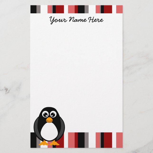 Artigos de papelaria bonitos do pinguim - vermelho (Frente)