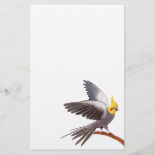 Artigos de papelaria cinzentos do Cockatiel