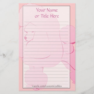 Artigos de papelaria cor-de-rosa da caniche
