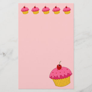 Artigos de papelaria cor-de-rosa dos cupcakes