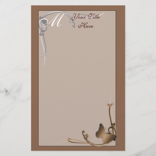 Artigos de papelaria da borboleta do monograma (Frente)