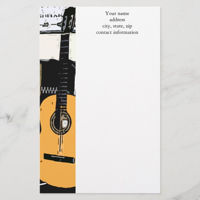 Artigos de papelaria da guitarra dos azuis (Frente)