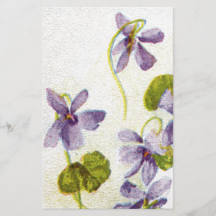 Artigos de papelaria das violetas do vintage