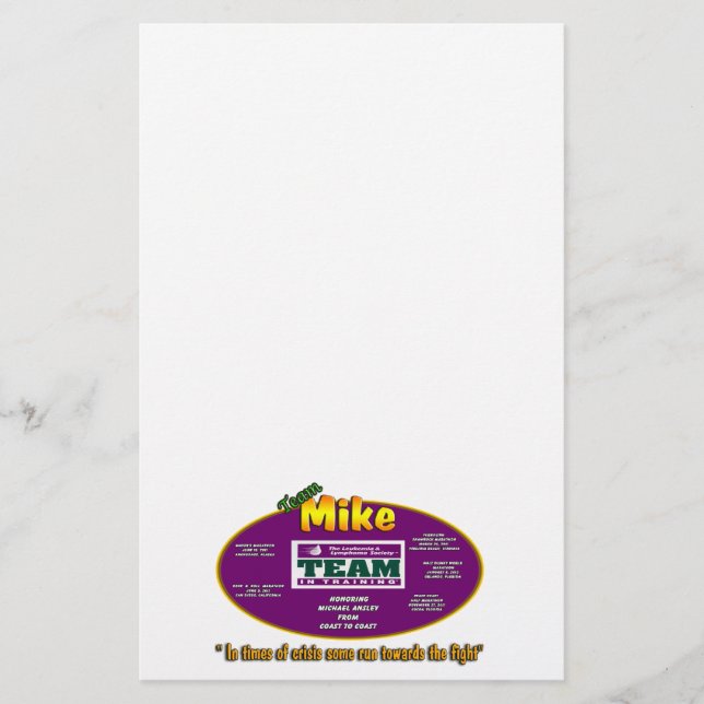 Artigos de papelaria de Mike da equipe (Frente)