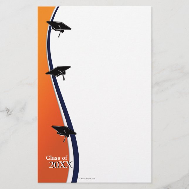 Artigos de papelaria de papel alaranjados e azuis (Frente)