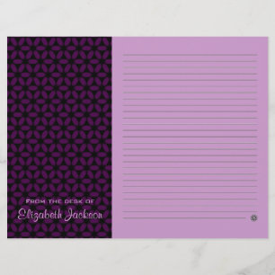 Artigos de papelaria de papel alinhados roxo